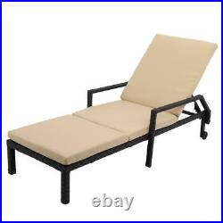 Garden Rattan Wicker Chaise Lounge Chair Patio Sun Bed Outdoor Porch Furniture