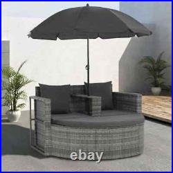 Garden Sofa Daybed Outdoor Patio Rattan Furniture with Parasol Conversation Set