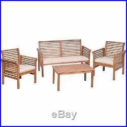 Garden Sofa Hardwood Acacia Wooden 2 Seater Bench with Cushion Plant Theatre