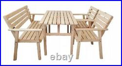 Gartenmöbel Set JBM Family Zwei Stühle Bank Tisch Sitzgruppe Gartenset aus Holz