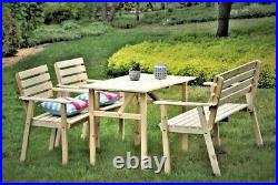 Gartenmöbel Set JBM Family Zwei Stühle Bank Tisch Sitzgruppe Gartenset aus Holz