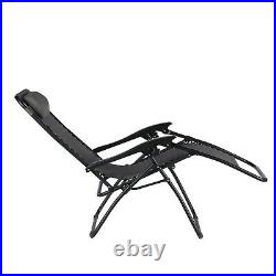 Gatarn 2x Zero Gravity Recliner Garden Deck Folding Chair Patio Sun Lounger Grey