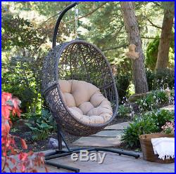 Giant Big Hanging Egg Chair With Stand And Pad Wicker Hammock Outdoor Swing Seat