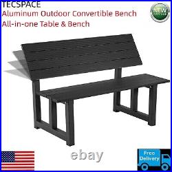 Ginkman Aluminum Black All-in-one Table&Bench for Park Garden, Patio and Lounge