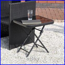 Glass Top Small Folding Side End Table Stool Drinks Garden Home Furniture Patio