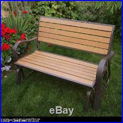 Glider Bench Synthetic Wood Loveseat Swing Outdoor Patio Yard Garden Furniture