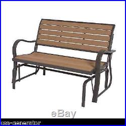 Glider Bench Synthetic Wood Loveseat Swing Outdoor Patio Yard Garden Furniture