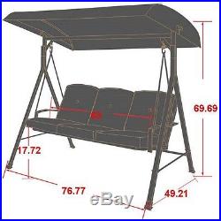 Glider Hammock Patio Furniture Backyard Porch 3 Person Canopy Swing Seat Hanging