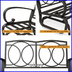 Glider Outdoor Patio Rocking Bench Loveseat Cushioned Seat Steel Frame Furniture