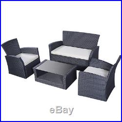 Goplus 4PCS Outdoor Patio Furniture Set Wicker Garden Lawn Sofa Rattan