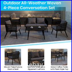 Gray 4 Piece Contemporary Outdoor Patio Furniture Set With Coffee Table