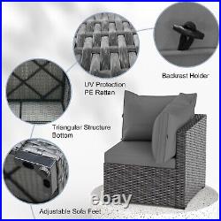 Gray Outdoor 8 Pieces Patio Furniture Set with Propane Fire Pit Table And Sofa