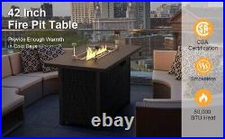 Gray Outdoor 8 Pieces Patio Furniture Set with Propane Fire Pit Table And Sofa