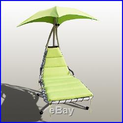 Green Hanging Chaise Lounger Chair Arc Stand Air Porch Swing Hammock Chair Set
