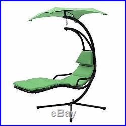 Green Hanging Swing Hammock Canopy Chaise Lounger Chair Porch Deck Patio Camping
