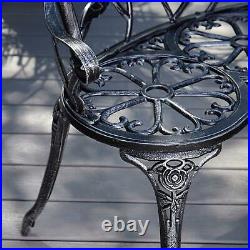 Grey Cast Iron Garden Bench Metal Frame 2 Seater Patio Chair Outdoor Seating