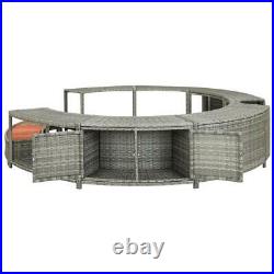 Grey Spa Surround Poly Rattan & Steel& Hardwood Hot Tub Surround Furniture Seats