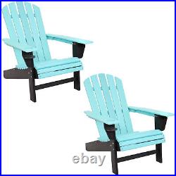 HDPE Adirondack Chair with Drink Holder Teal/Black Set of 2 by Sunnydaze