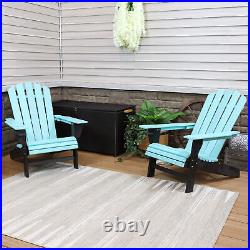 HDPE Adirondack Chair with Drink Holder Teal/Black Set of 2 by Sunnydaze