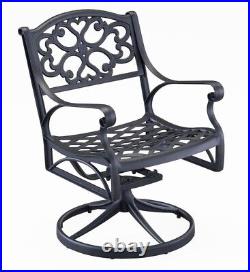 HOMESTYLES Sanibel Black Swivel Rocking Cast Aluminum Outdoor Dining Chair