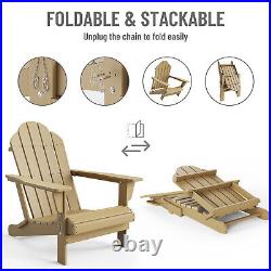HOMPANY Set of 2 Outdoor Wooden Adirondack Chair Patio Lounge Chair with End Table
