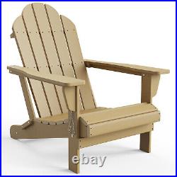 HOMPANY Set of 2 Outdoor Wooden Adirondack Chair Patio Lounge Chair with End Table