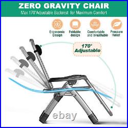 H&ZT Padded Zero Gravity LawnChair Anti Gravity Lounge Chair Adjustable Recliner