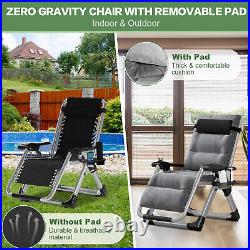 H&ZT Zero Gravity Chair Reclining Lounge Chair withPad & Headrest Padded Armrest