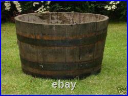 Half oak wine Whisky barrel planters Garden Patio Lawn Tub Flower Pot Pond Solid