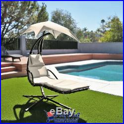 Hammock Chair Hanging Lounge Chaise Outdoor Porch Patio Canopy Sun Shade Beige