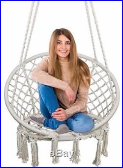 Hammock Chair Macrame Swing, 330 Pound Capacity, Hanging Cotton rope Chair