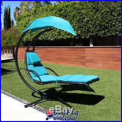 Hammock Hanging Chair Lounge Chaise Outdoor Patio Canopy SunShade Teal Blue