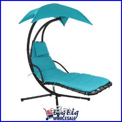 Hammock Hanging Chair Lounge Chaise Outdoor Patio Canopy SunShade Teal Blue