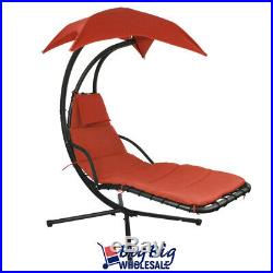 Hammock Hanging Chair Lounge Chaise Outdoor Patio Canopy Sun Shade Orange