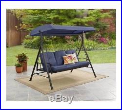 Hammock Swing Belden Park 3-Person Chair Outdoor Seat Patio Garden Yard Blue