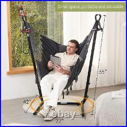 Hammock with Stand Phone Holder Included Double Hanging Chair Macrame Boho