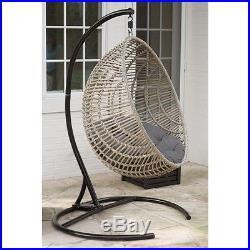 Hanging Chair Set Grey Cocoon Egg Wicker Cushion Patio Lounge Chair