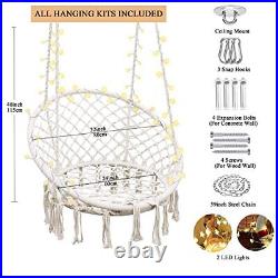 Hanging Chair for Bedroom Hammock Chair Swing with Lights and Hardware Kits