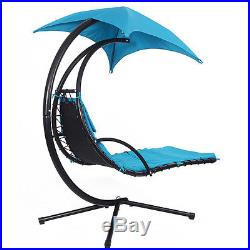 Hanging Chaise Lounge Chair Arc Stand Air Porch Swing Hammock Canopy Blue