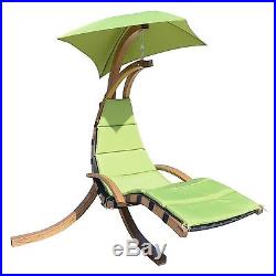 Hanging Chaise Lounger Air Porch Hammock Swing Chair Canopy Arc Stand Wooden