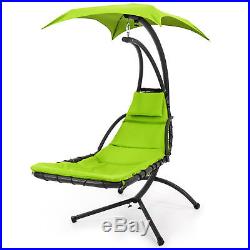 Hanging Chaise Lounger Chair Arc Stand Air Porch Swing Hammock Canopy (Green)