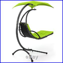 Hanging Chaise Lounger Chair Arc Stand Air Porch Swing Hammock Canopy (Green)