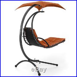 Hanging Chaise Lounger Chair Arc Stand Air Porch Swing Hammock Canopy (Orange)