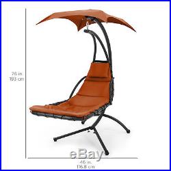 Hanging Chaise Lounger Chair Arc Stand Air Porch Swing Hammock Canopy (Orange)