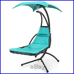 Hanging Chaise Lounger Chair Arc Stand Air Porch Swing Hammock Chair Canopy Teal