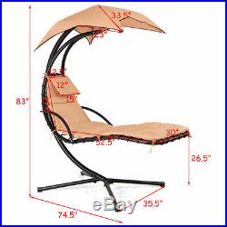 Hanging Chaise Lounger Chair Arc Stand Porch Swing Hammock Chair Canopy Khaki