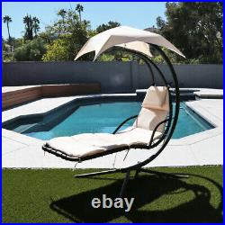Hanging Chaise Lounger Chair Arc Stand Swing Hammock Chair Air Porch Canopy