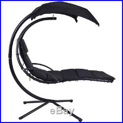 Hanging Chaise Lounger Chair Arc Stand Swing Hammock Chair Canopy Black