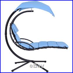 Hanging Chaise Lounger Chair Arc Stand Swing Hammock Chair Canopy Blue