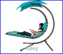 Hanging Chaise Lounger Chair Arc Stand w Canopy Air Porch Hammock Chair Swing